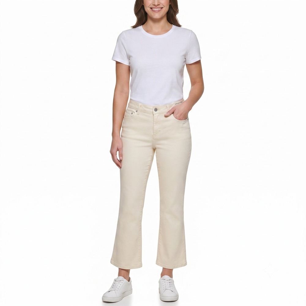 Marc New York Jeans Womens 16 Cream High Rise Cropped Kick Flare Denim Pants